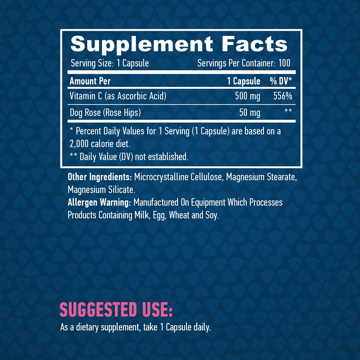 Vitamín C s ružovými bokmi 500 mg / 100 uzáverov.