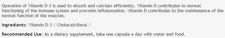 Vitamín D -3 1000 IU - 60 kapsúl