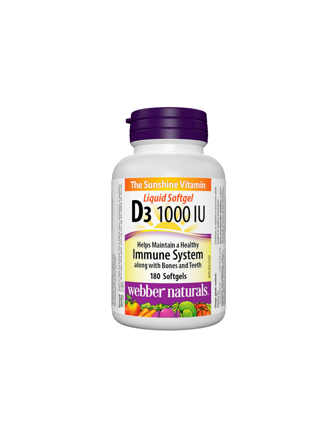 Vitamín D3 1000 IU - vitamín D3, 180 Softgel Capsules