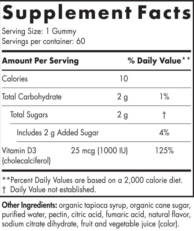 Vitamín D3 Gummies 1000 IU - 60 Gummies