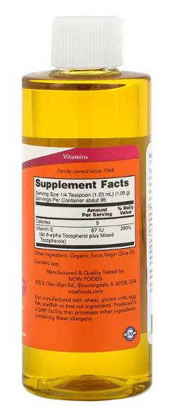 Vitamín E-olejová tekutina Zmiešané tokoferoly - 118 ml