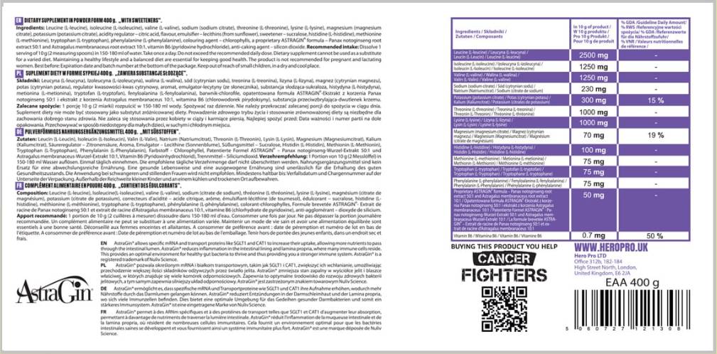 Prášok EAA s elektrolytmi a Astragin® - 400 gramov