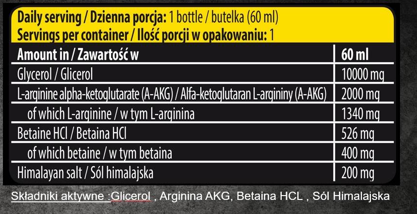 Anabolic na pódiovom čerpadle Shot Glycerol & Aakg Mega Pump bez stimulantov - 60 ml