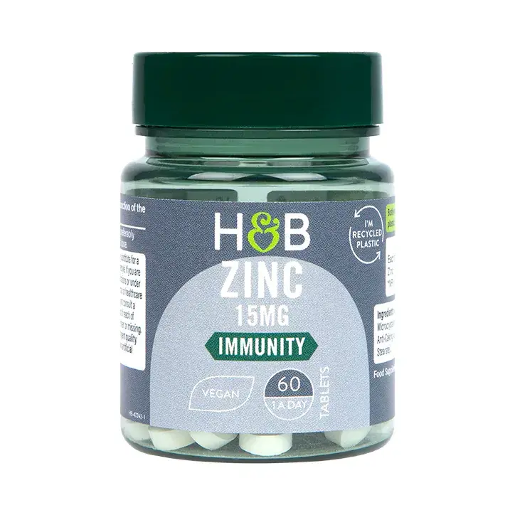 Zinok (zinok) 15 mg 60 vegánskych tabliet Holland & Barrett