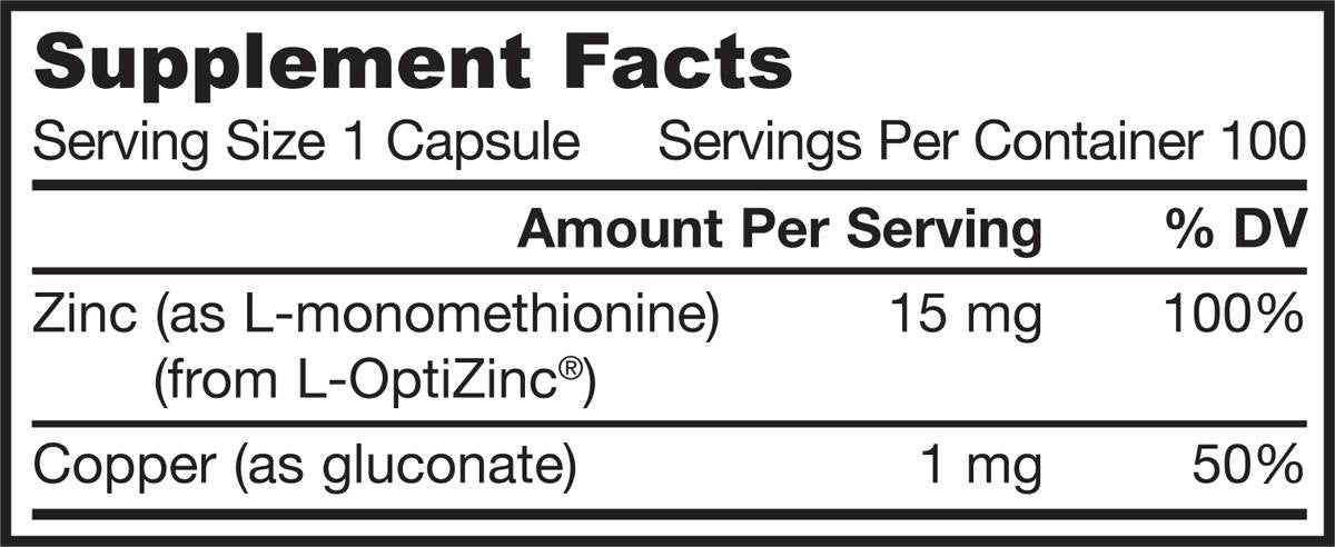 Zinok rovnováha / L -opti zinok 15 mg - 100 kapsúl