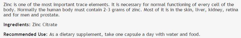 Citrát zinku 30 mg - 100 kapsúl