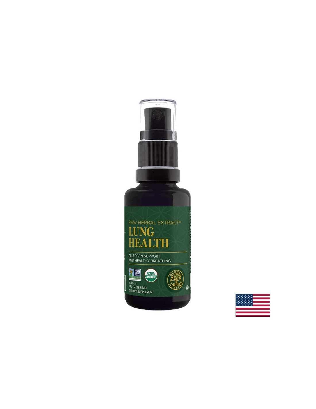 Pľúcne zdravie / bylinná zmes pre respiračný systém / sprej na ústa, 29,6 ml globálneho hojenia