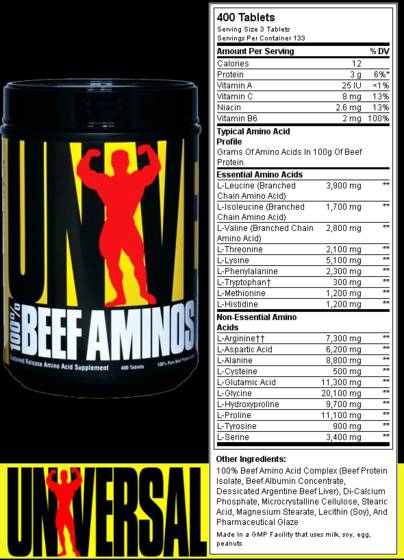 100% hovädzie amino - 400 tabliet
