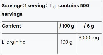 Prášok L-arginínu 100% čistý - 500 gramov