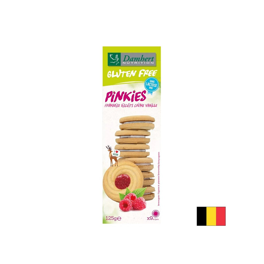 Bezlepkové sušienky s vanilkovým krémom a malinami, 125 g