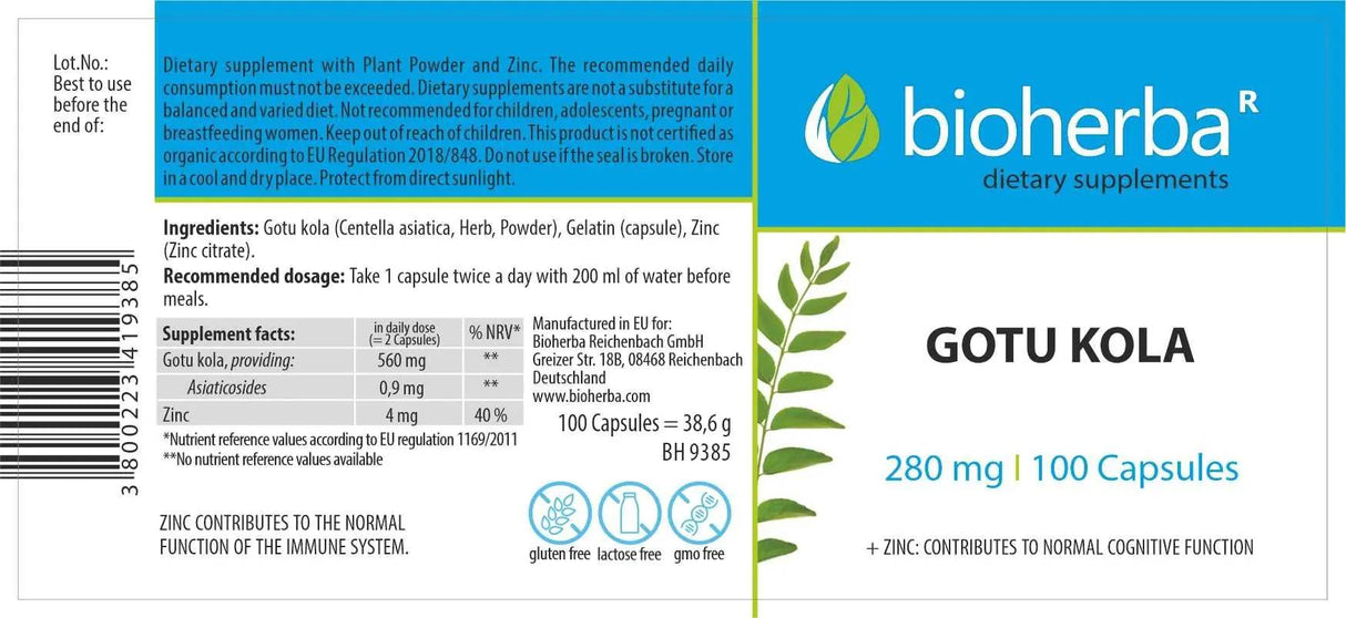 Gutu Kola 280 mg - 100 kapsúl