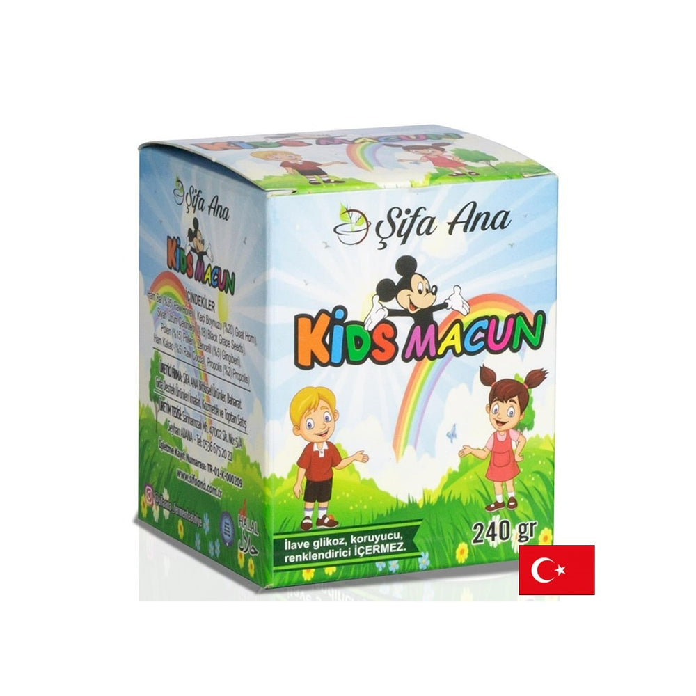 Bylinná imunitná pasta pre deti - s propolisom, peľom včiel a medom, karobom, zázvorom, surovým kakaom, 240 g