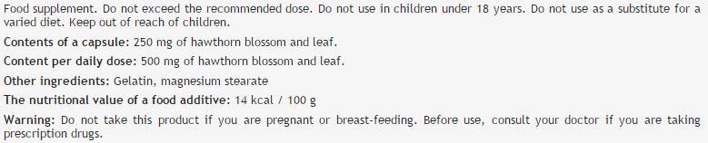 Hawthorn Flower & Leaf 250 mg - 100 kapsúl