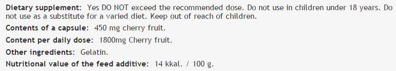 Tart Cherry 450 mg - 100 kapsúl