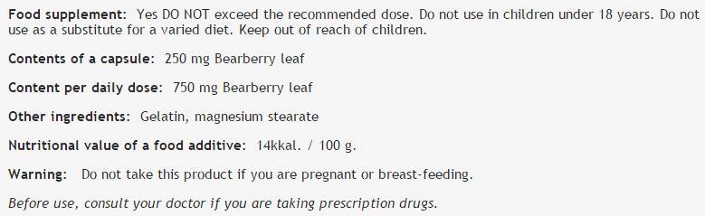 Uva ursi list 250 mg - 100 kapsúl