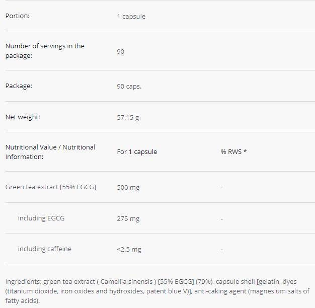 Zelený čaj 55% EGCG - 90 kapsúl
