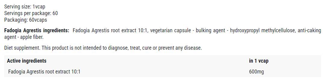 Fadogia agrestis 600 mg - 60 kapsúl