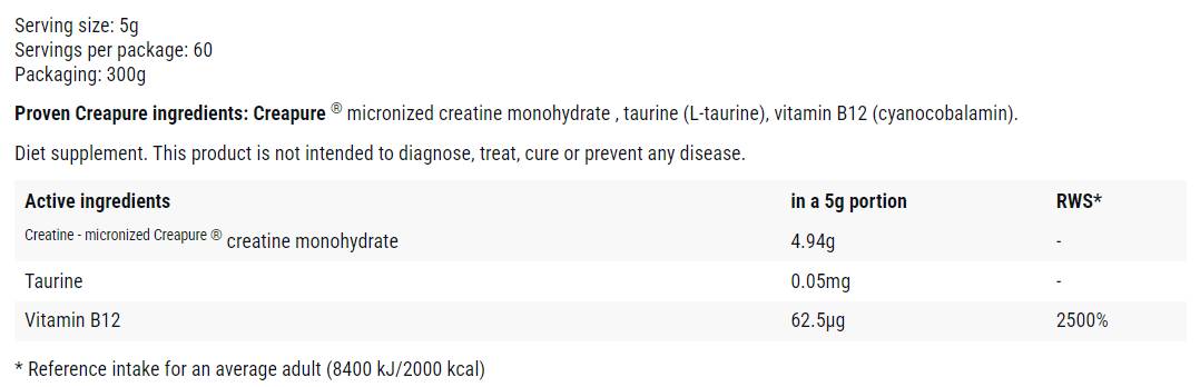 Osvedčený kreatín Prášok Creapre® - 300 gramov