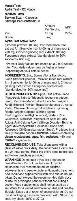 Alpha Test Podpora testosterónu - 120 kapsúl