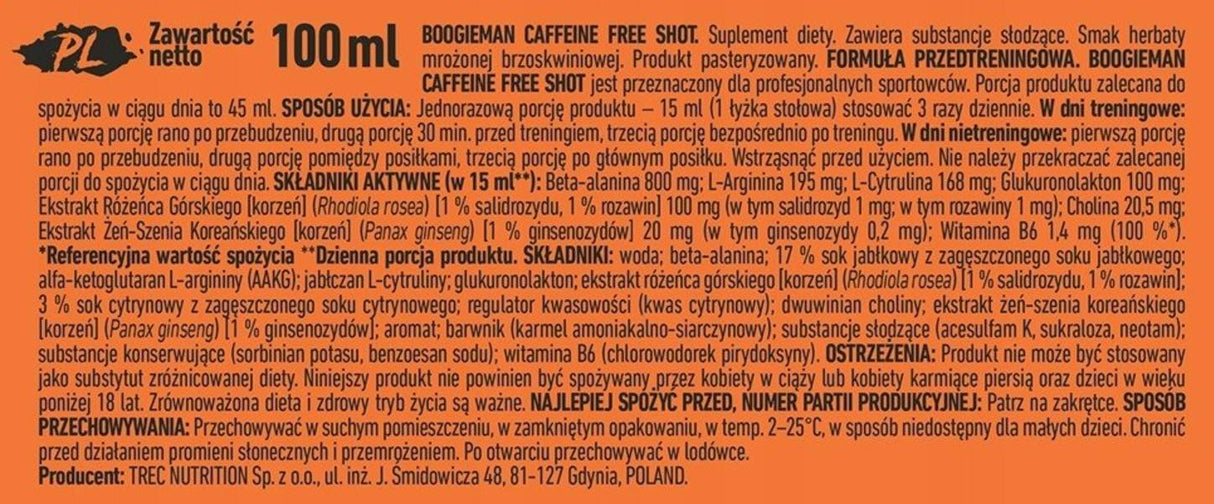 Boogieman Shot Predbežné cvičenie bez kofeínu - 100 ml