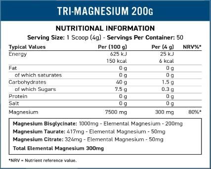 Tri-Magnesium Powder Bisglycinát, taurát a citrát - 200 gramov