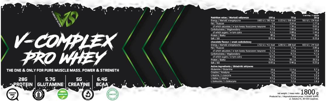 V-komplex pro srvátka | Srvátkový proteín koncentrát s gramami BCAA 1800