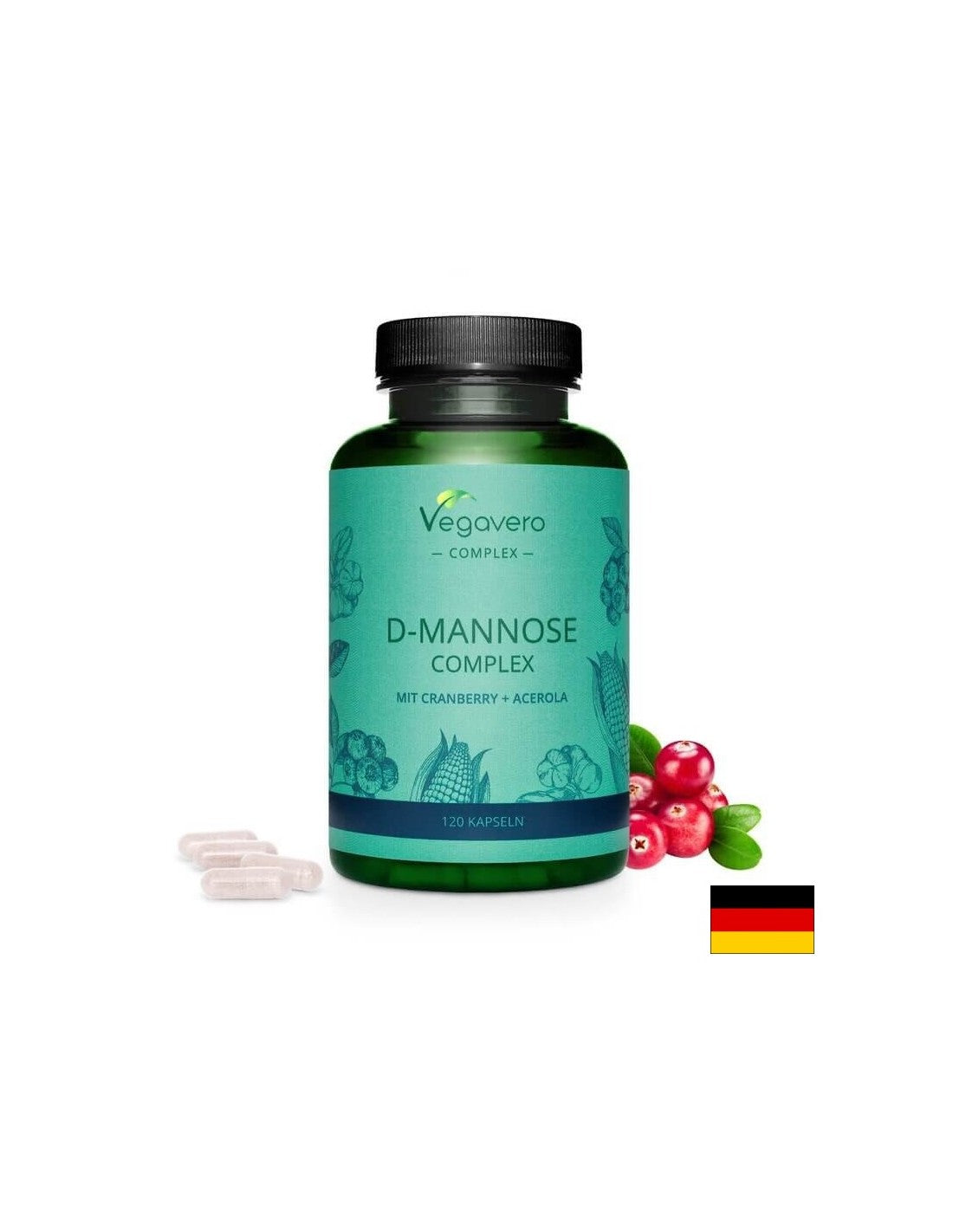 Komplex D-Manóza s brusnicami + Acerola/ Komplex D-manózy s brusnicami a acerolou, 120 kapsúl, 100% Vegan <tc>Vegavero</tc>