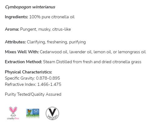 Citronella olej 100% čistý Cymbopogon Winterianus - 30 ml