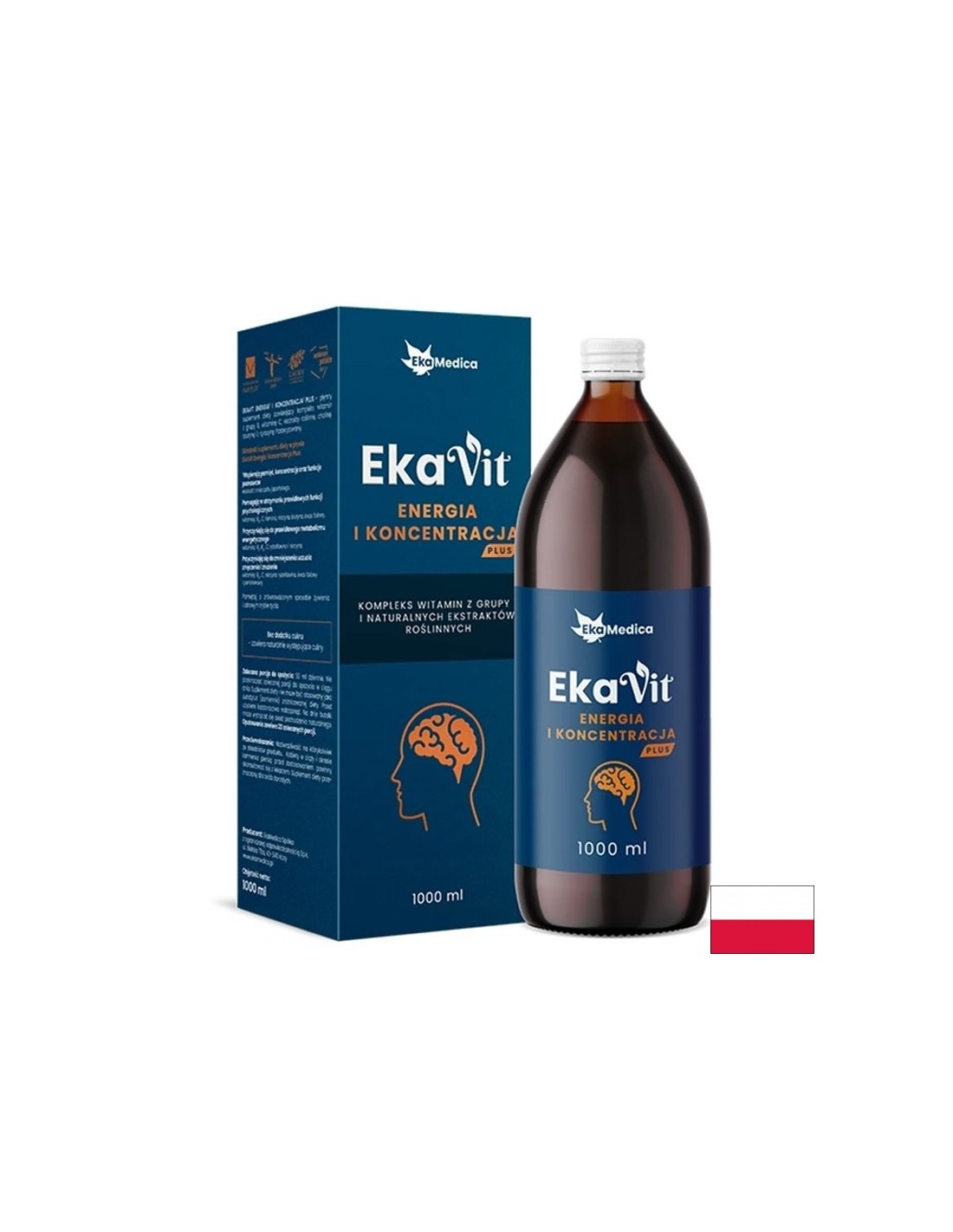 Tekutý vitamín s bylinnými extraktmi na energiu a zaostrenie - EKavit, 1 liter, 20 dávok