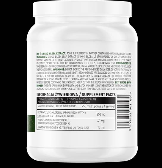 Ginkgo biloba extrakt prášku 50 gramov