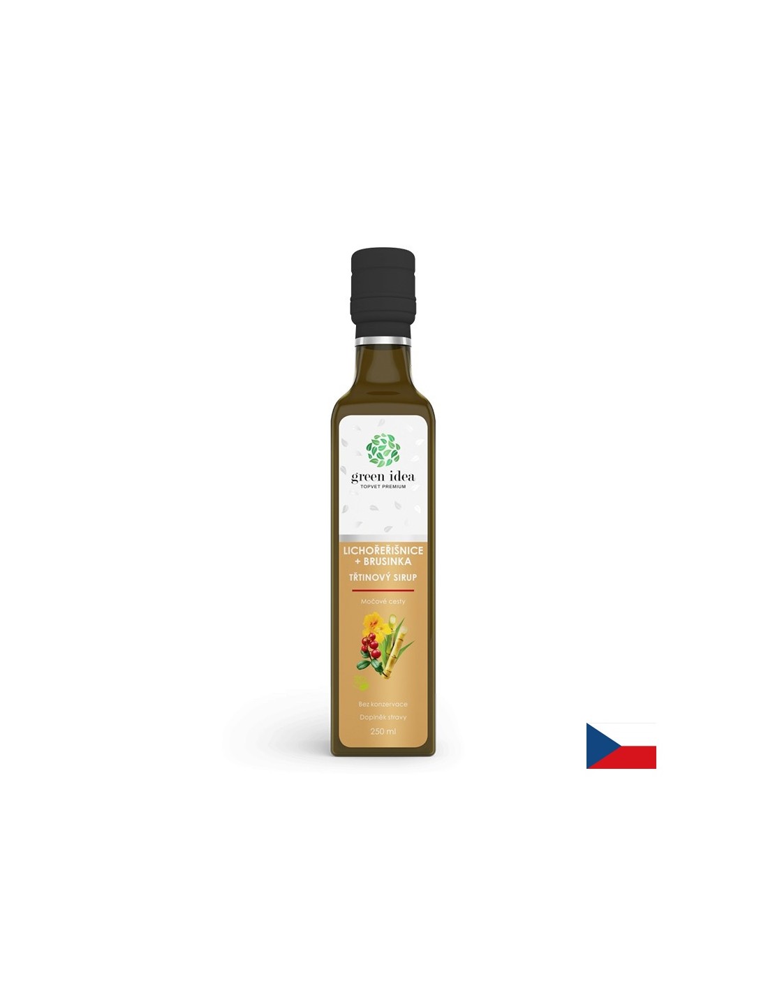 Trstinový sirup s lingonberry a brusnicami - zdravie a imunita moču, 250 ml, s dávkou