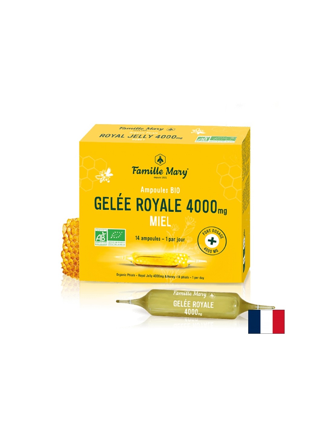 Imunita a energia - Royal Jelly 4000 mg + včelí kvetinový med, 14 pitia ampuls x 15 ml bio