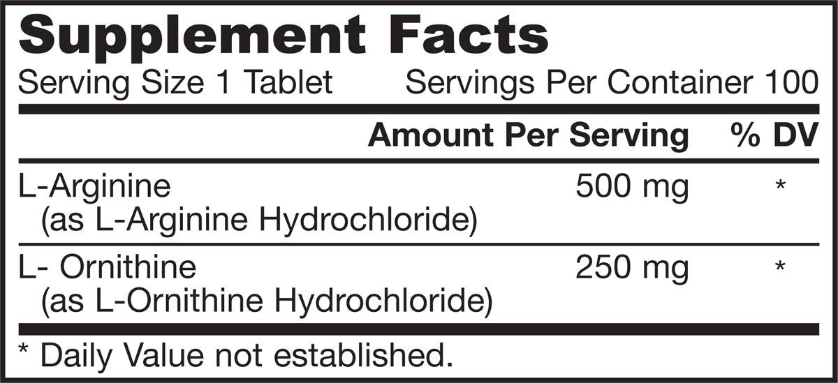 Arginín + ornitine 750 mg 100 tabliet