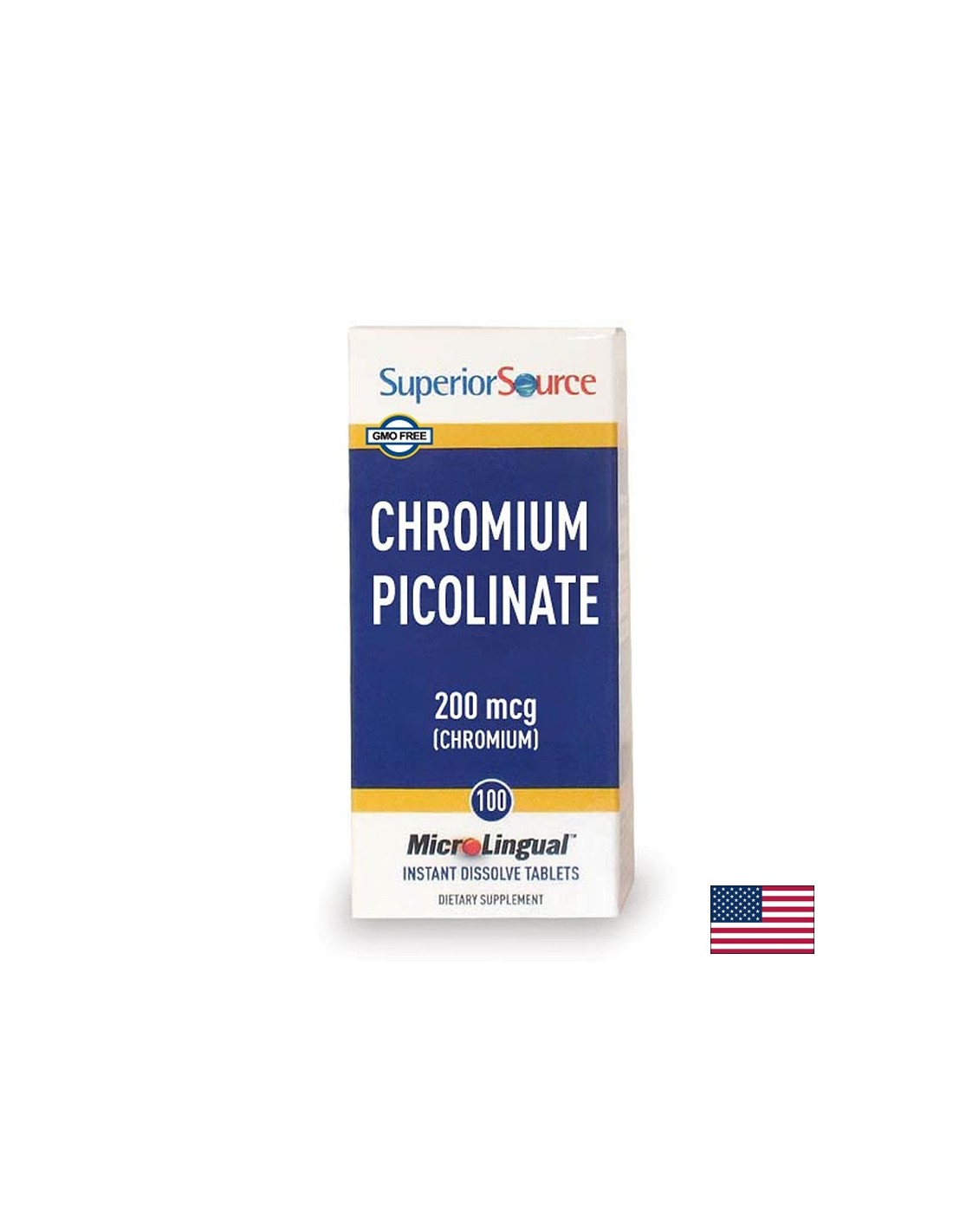 Chróm (pikolinát) - rovnováha krvného cukru, 200 mg x 100 sublingválnych tabliet <tc>Superior Source</tc>