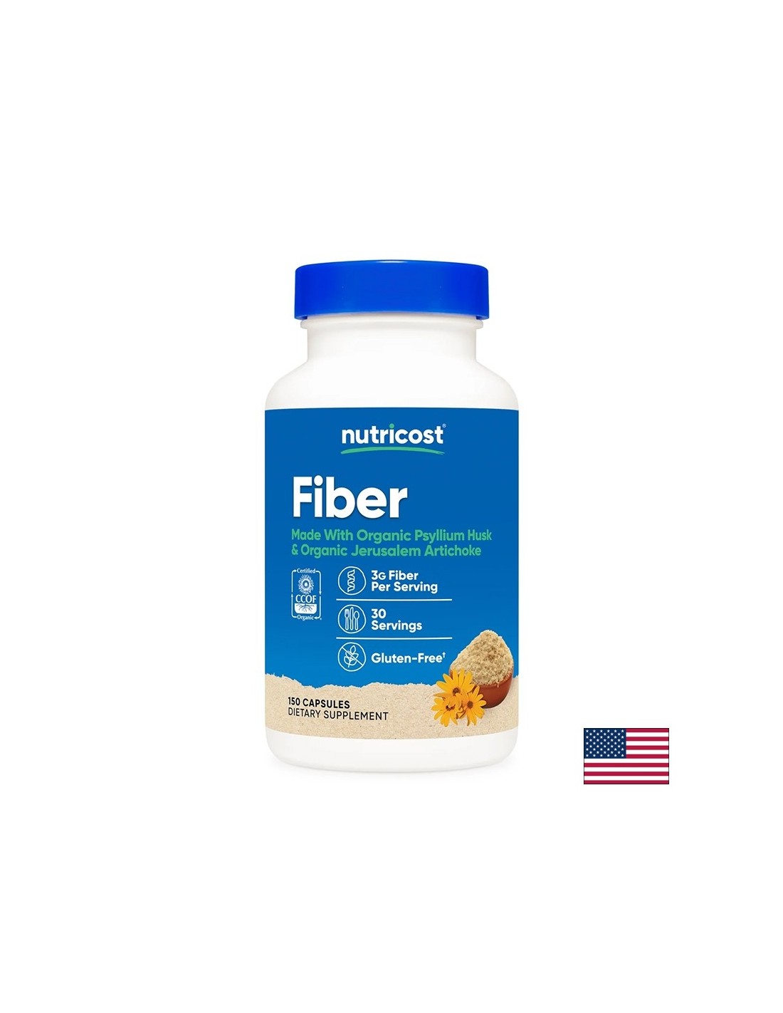 Husk + Jeruzalem Artichoke (Zem Apple) - črevné pohodlie a vlákno pre dobré trávenie, 150 kapsúl