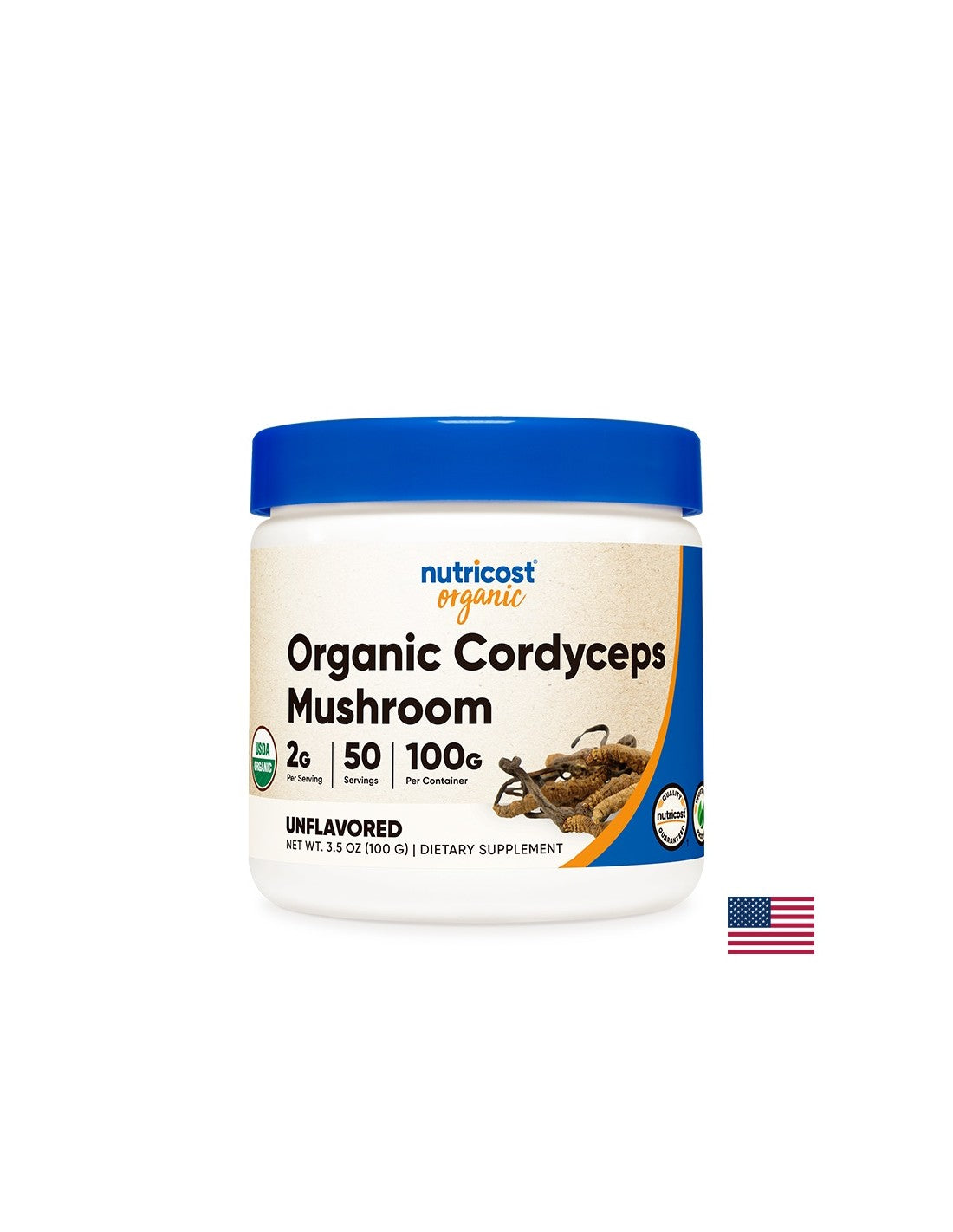 For fatigue and stress - Cordyceps Organic, 100 g, Nutricost powder - Nutra Best Europe