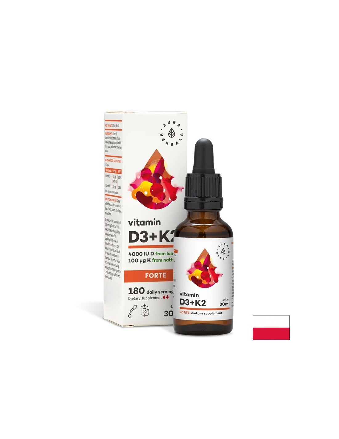 Kosti a kĺby - vitamín D3 800 IU + K2 20 µg (FORTE), 30 ml kvapky