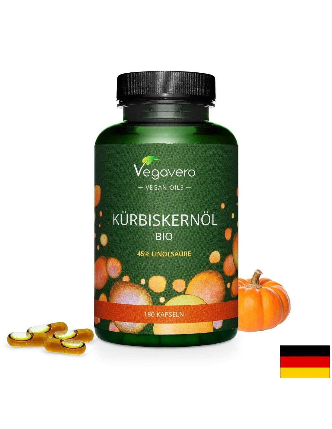 Kürbiskernöl Bio/ BIO tekvicový olej, 180 kapsúl, 100% vegan <tc>Vegavero</tc>
