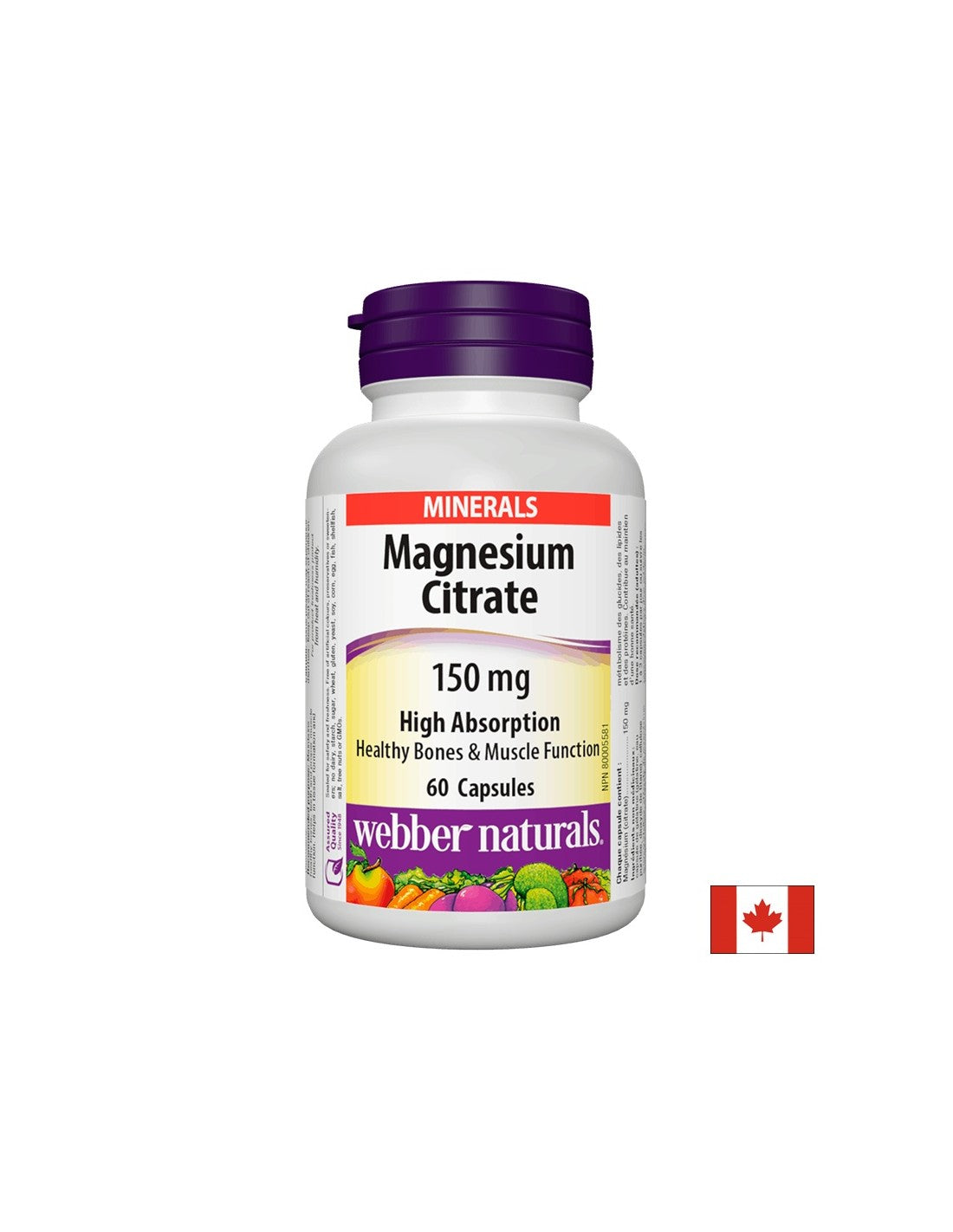 Citrát horečnatý / S vysokou absorpciou / 150 mg, 60 kapsúl <tc>Webber Naturals</tc>