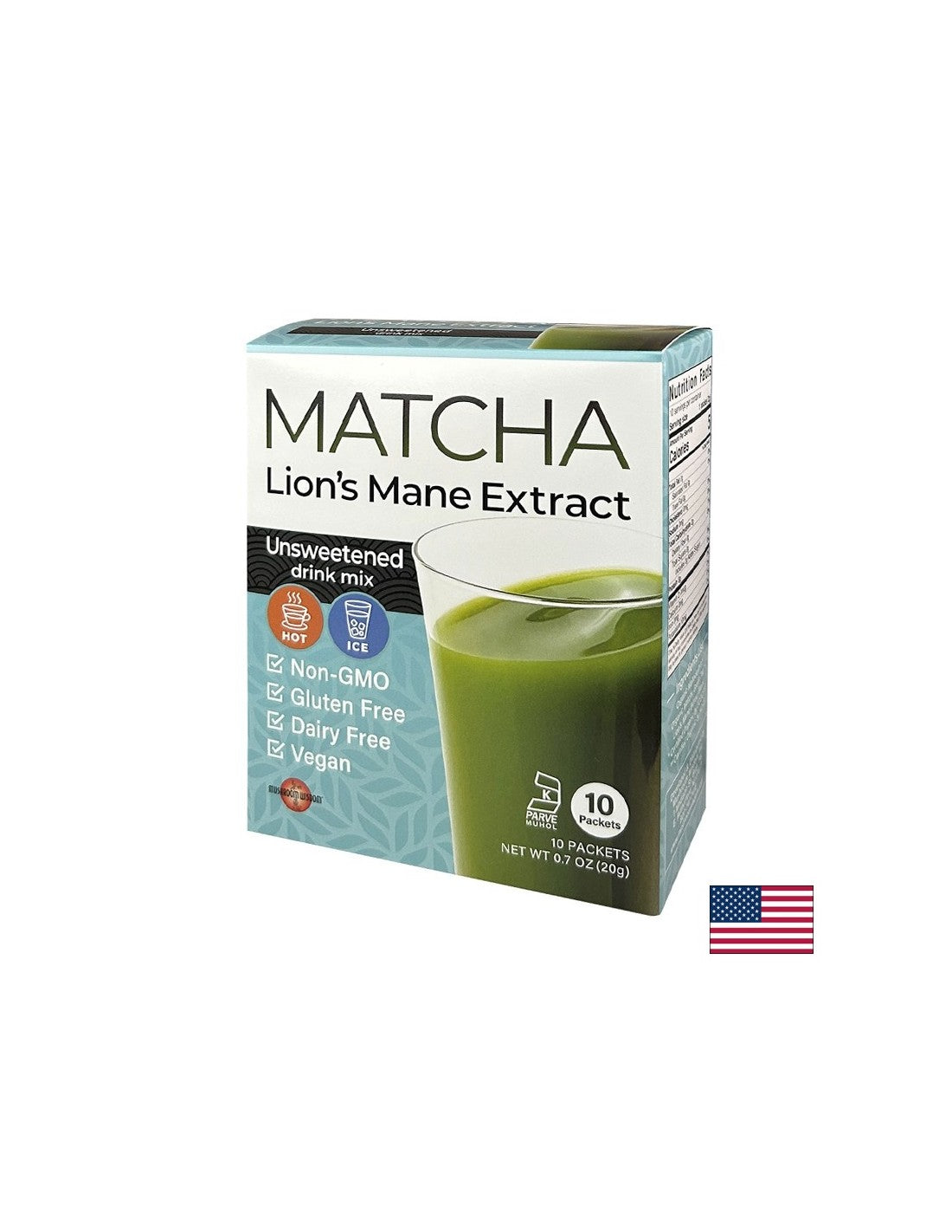 Matcha s extraktom z Lion's Mane - Super Focus - Energy Boost a Concentrácia - okamžitý nápoj, 10 vreckov