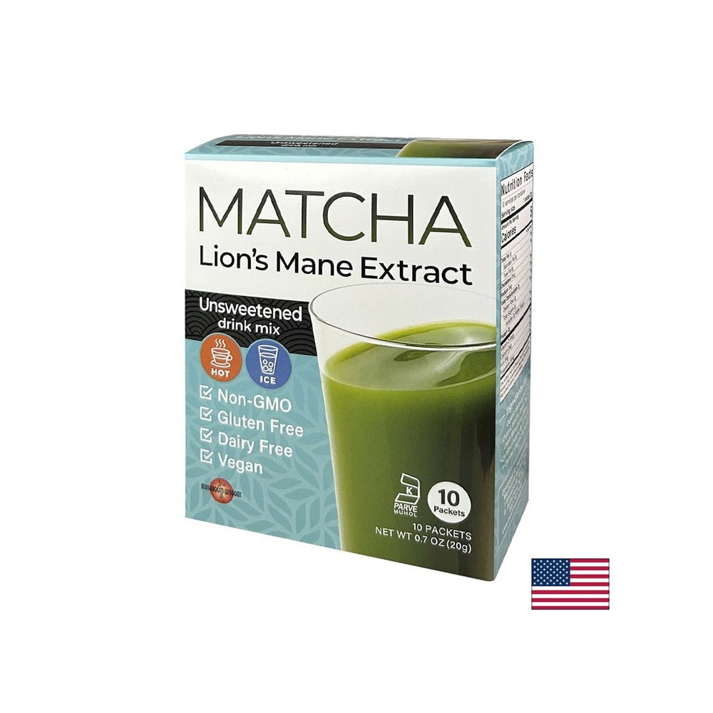 Matcha s extraktom z Lion's Mane - Super Focus - Energy Boost a Concentrácia - okamžitý nápoj, 10 vreckov