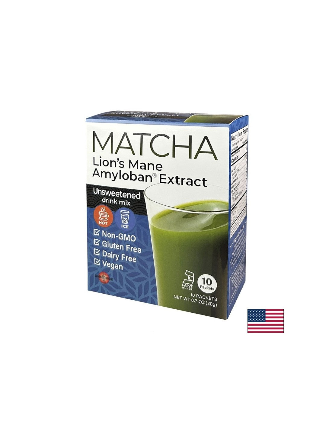 Matcha s Lion's Mane Extract Amyloban® - Super Focus - Energy Boost and Concentrácia - okamžitý nápoj, 10 vreckov