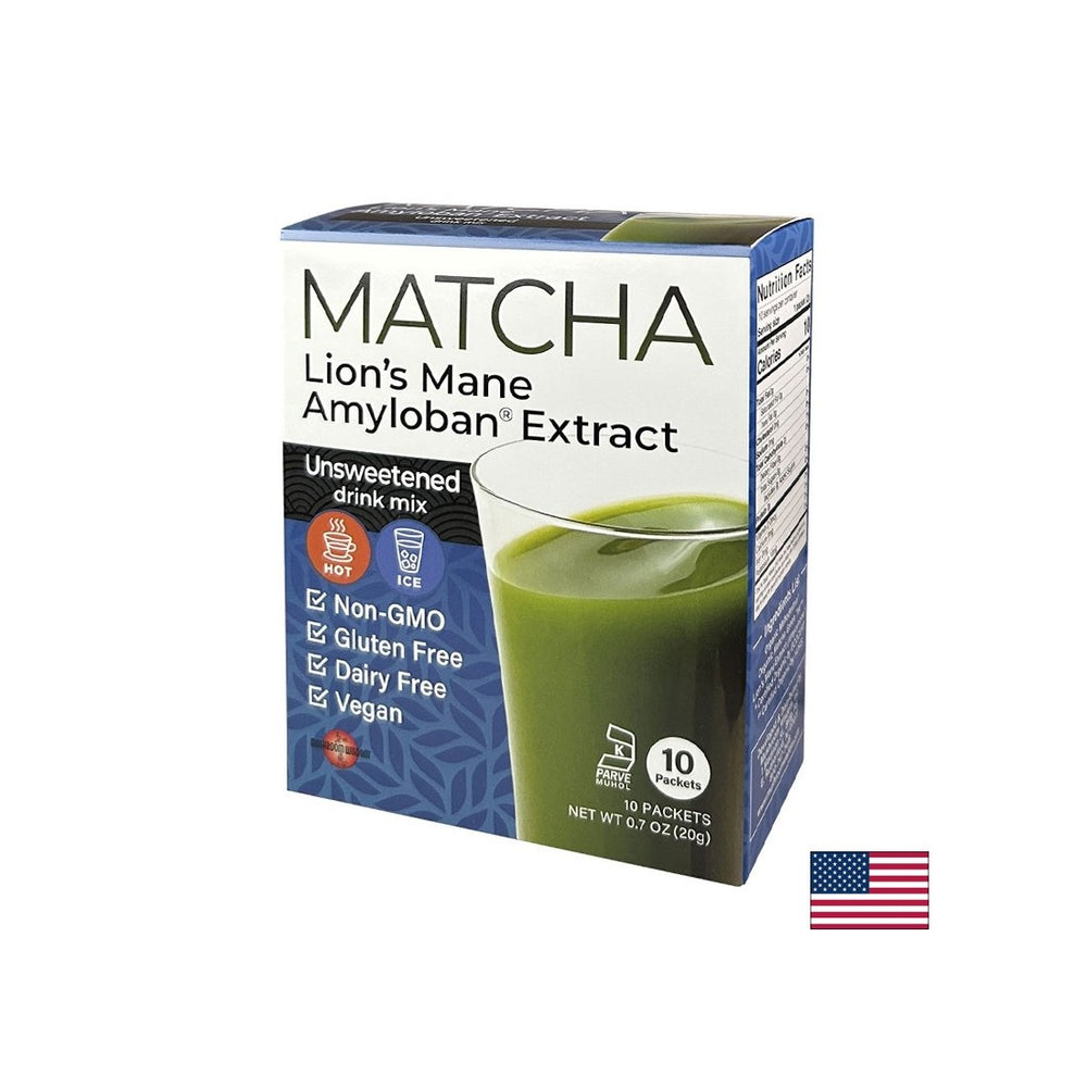 Matcha s Lion's Mane Extract Amyloban® - Super Focus - Energy Boost and Concentrácia - okamžitý nápoj, 10 vreckov