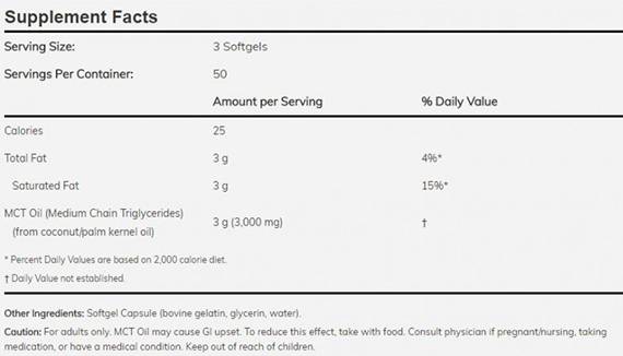 Olej MCT 1000 mg - 150 Softgels