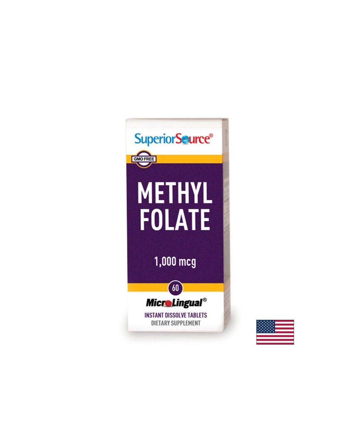 Metylfolát (metylovaná kyselina listová), 1 000 mg x 60 sublingválnych tabliet <tc>Superior Source</tc>