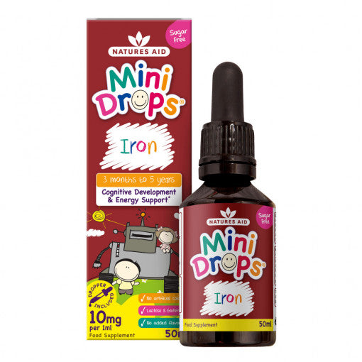 Železo + vitamín C + vitamín B12 + Kvapky kyseliny listovej pre deti (Mini Drops Iron) 50 ml Naturesaid