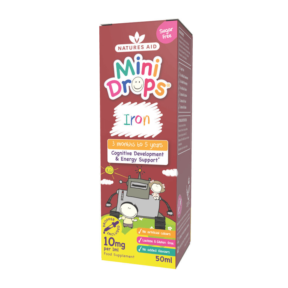 Železo + vitamín C + vitamín B12 + Kvapky kyseliny listovej pre deti (Mini Drops Iron) 50 ml Naturesaid