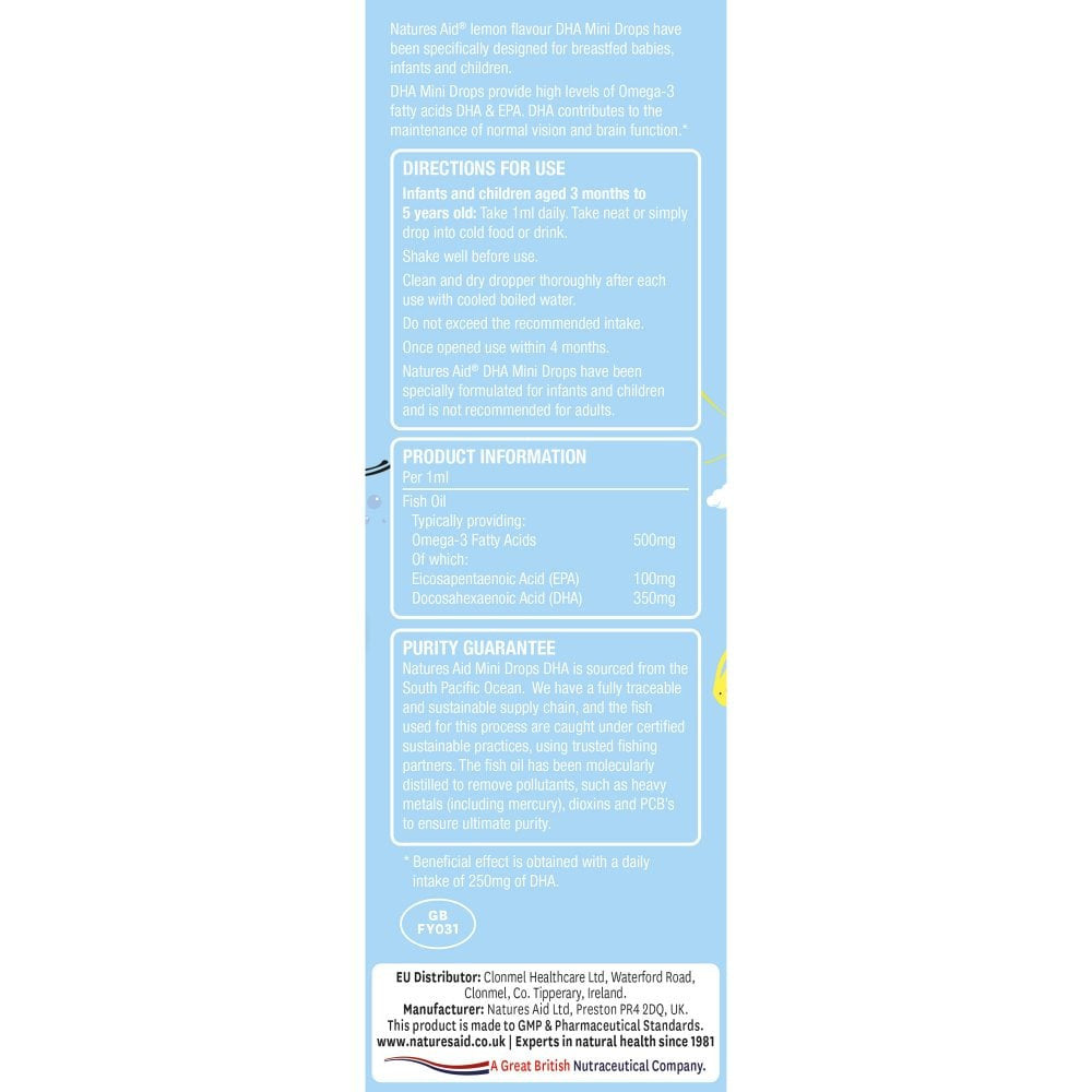 Omega 3 kvapky pre deti (Kids Omega-3 Mini Drops) 50 ml Naturesaid