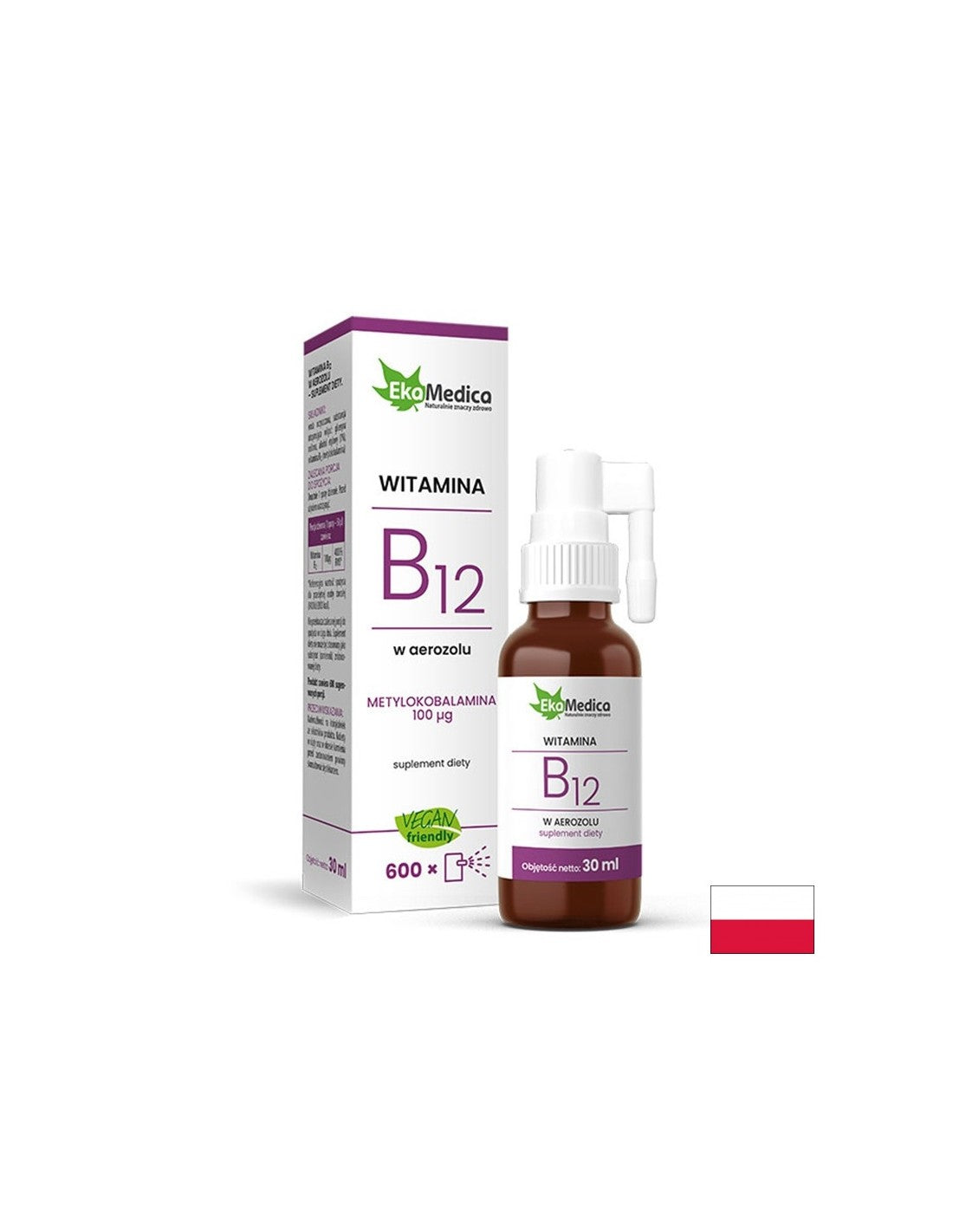 Nervous system and energy - Vitamin B12 spray, 30 ml EkaMedica - Nutra Best Europe