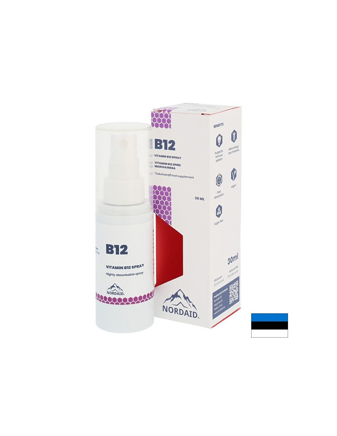 Nervový systém - Vitamín B12 (metylkobalamín), sprej s príchuťou mäty 30 ml/ 200 vstrekov <tc>Nordaid</tc>